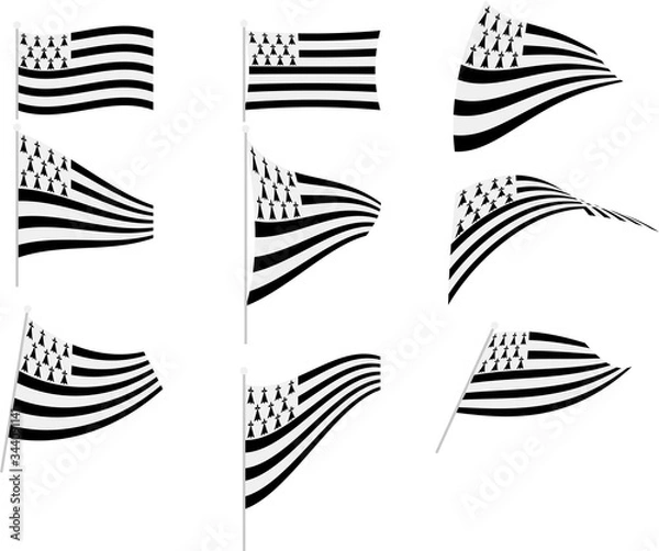 Obraz Vector Illustration of Set with Brittany Flag