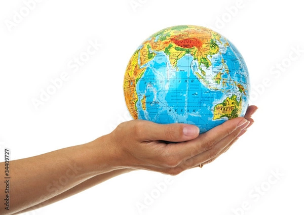Fototapeta Globe in the women's hands