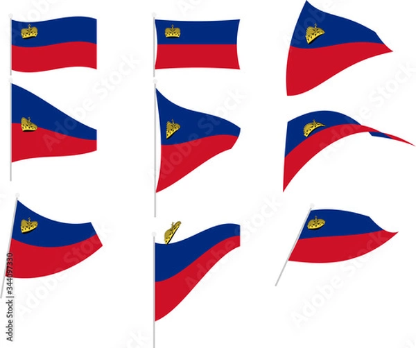 Fototapeta Vector Illustration of Set with Liechtenstein Flag