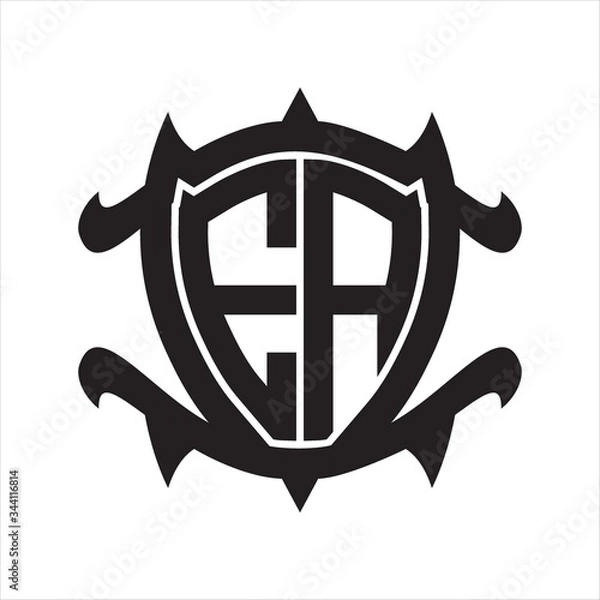 Fototapeta EA Logo monogram isolated with frame shield shape design template