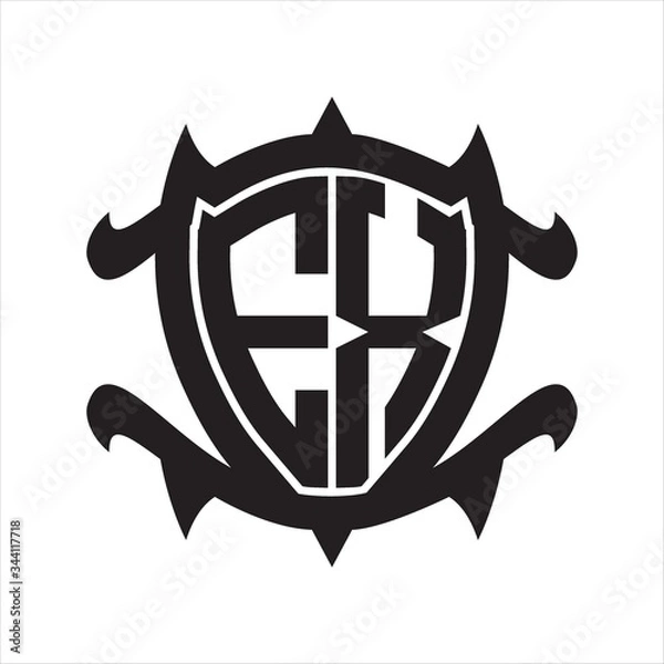 Fototapeta EX Logo monogram isolated with frame shield shape design template