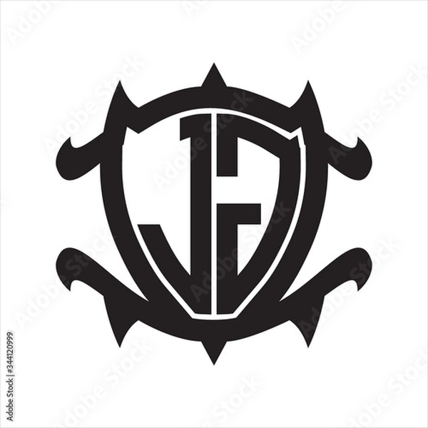 Fototapeta JG Logo monogram isolated with frame shield shape design template