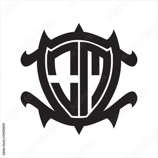 Fototapeta OM Logo monogram isolated with frame shield shape design template