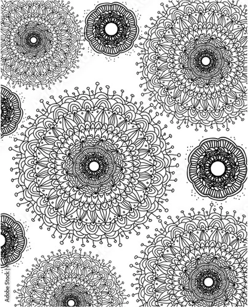Obraz pattern with graphic flowers, plain