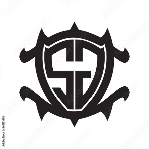 Fototapeta SG Logo monogram isolated with frame shield shape design template