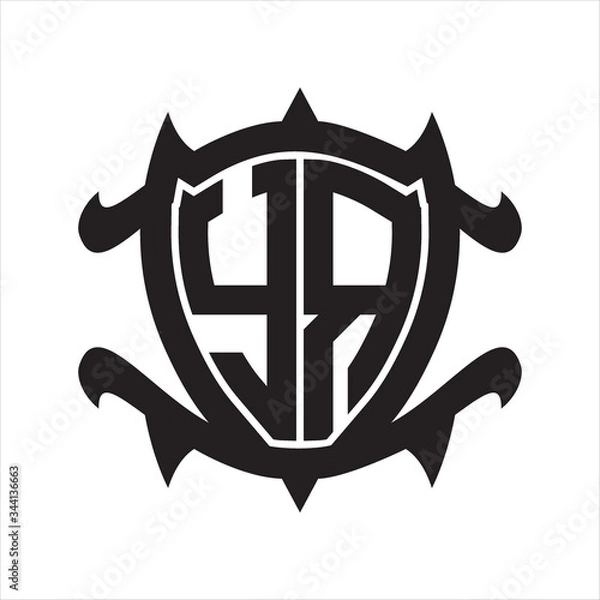 Fototapeta YR Logo monogram isolated with frame shield shape design template