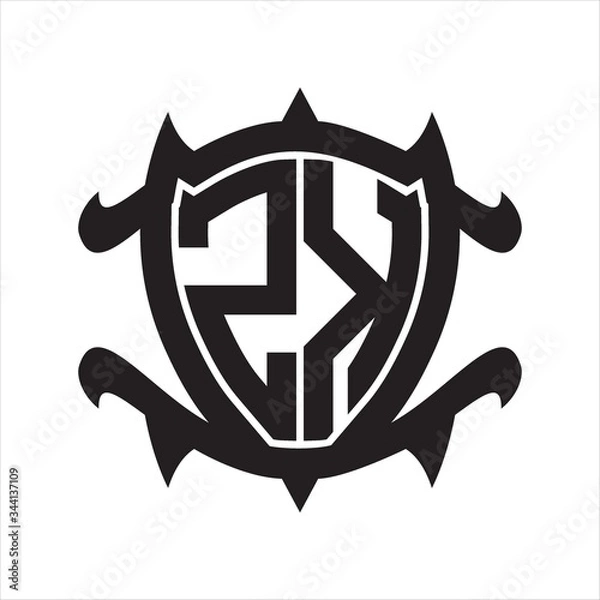 Fototapeta ZK Logo monogram isolated with frame shield shape design template