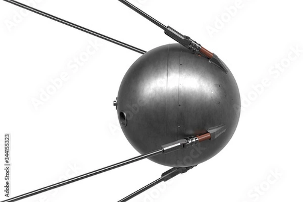 Fototapeta Isolated illustration of the first satellite of the earth. Satellite 1. 3D rendering.