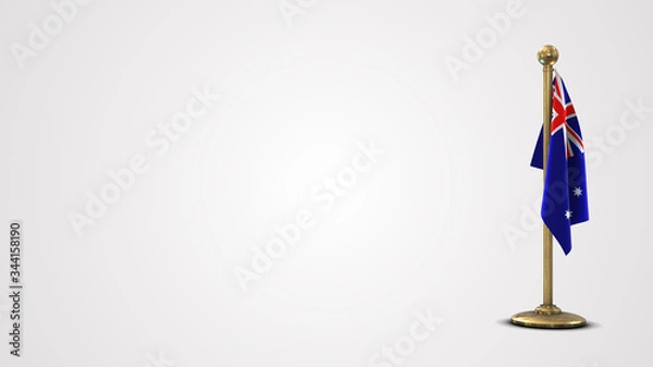 Fototapeta Australia realistic 3D flag illustration on golden flagpole.