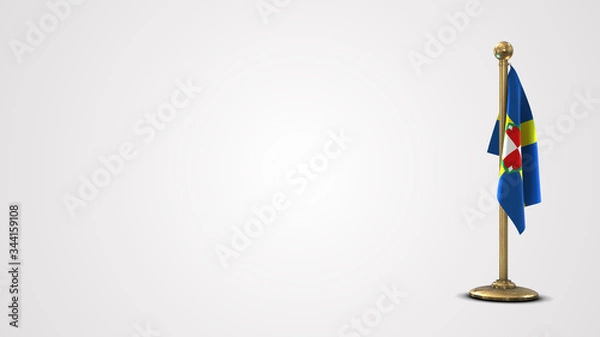 Fototapeta Pembrokeshire realistic 3D flag illustration on golden flagpole.