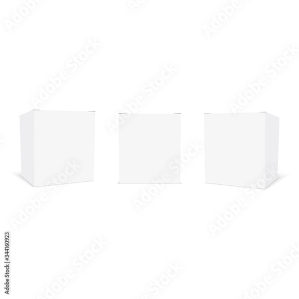 Fototapeta White cardboard box mock up. Set of cosmetic or medical packings. Vector