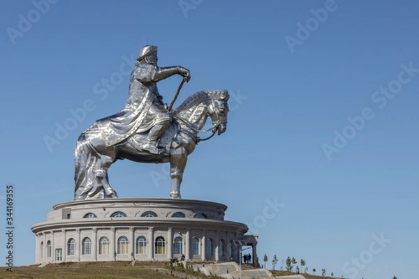 Obraz Statue of Genghis or Chingis Khan in Mongolia.