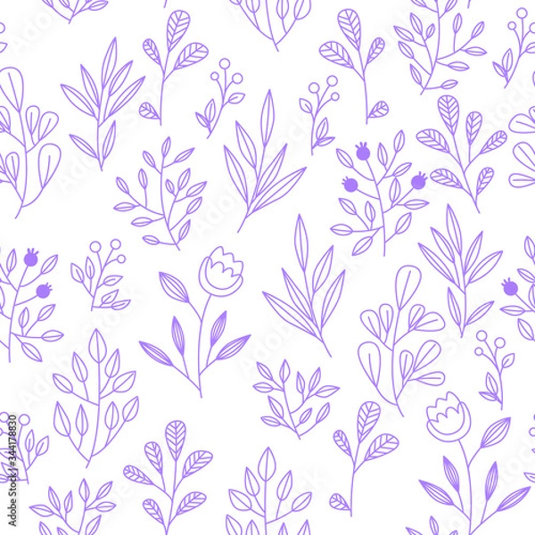 Fototapeta Texture with flowers and plants. Floral ornament. Original flowers pattern.