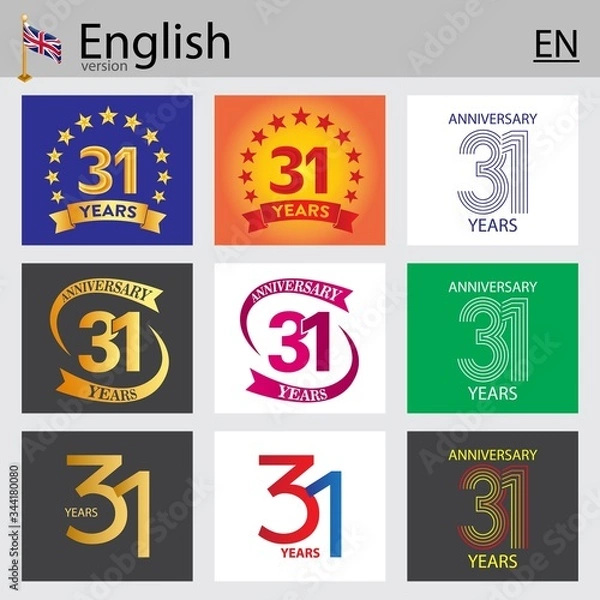 Fototapeta Set of number 31 templates