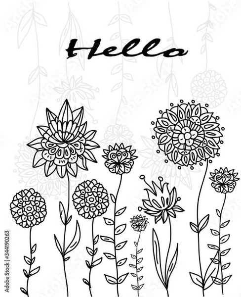 Obraz vector pattern with flowers on a nambel background, plain contrast