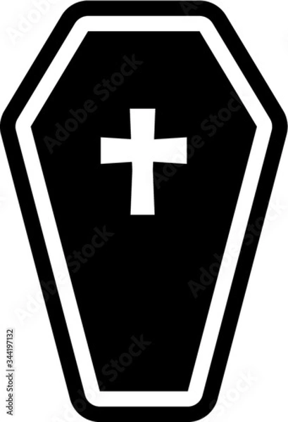 Fototapeta Halloween vampire coffin grave vector icon black