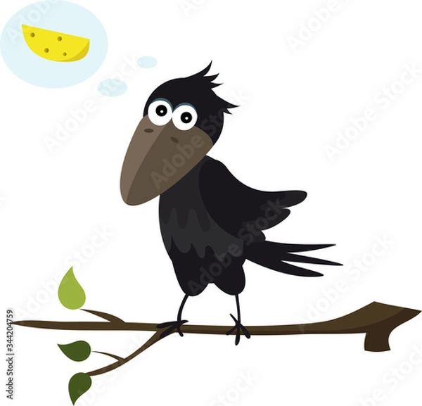 Obraz Cute crow with cheese vector image