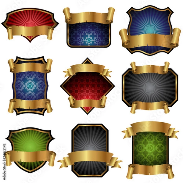 Obraz Labels with Golden Banners