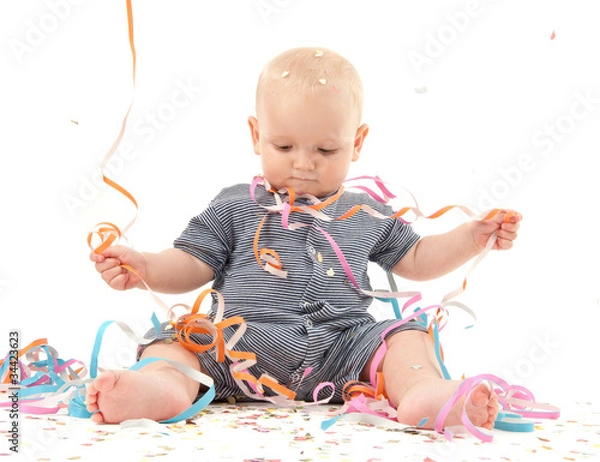 Obraz Baby mit Luftschlangen