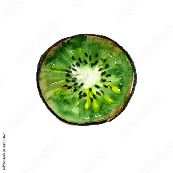 Fototapeta Delicious juicy green kiwi. Set of fruits. Kiwi slices.