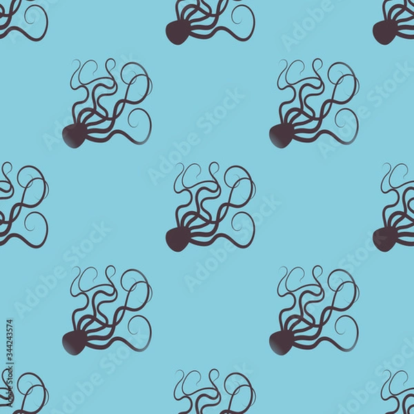 Obraz seamless pattern with the brown octopus on a blue background