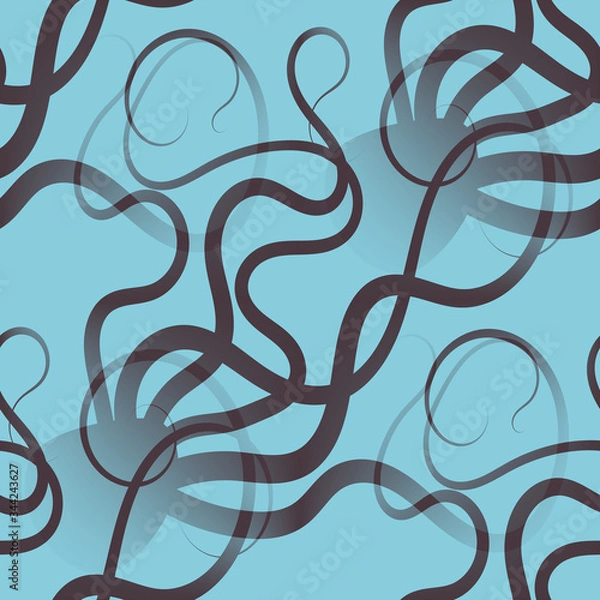 Fototapeta abstract seamless pattern with the brown octopus on a blue background 