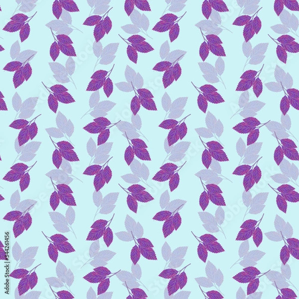 Obraz Digital illustration of seamless texture with purple leaves.