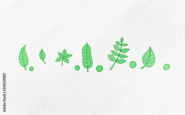 Obraz Leaf Set. Hand-drawn decorative elements, doodle floral elements. Black line ink hand drawn art. White background ready for copywriting. Perfect for invitations, greeting cards, posters, prints.