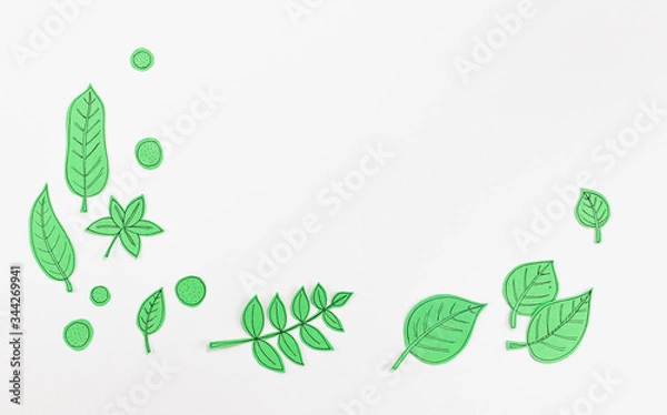 Obraz Leaf Set. Hand-drawn decorative elements, doodle floral elements. Black line ink hand drawn art. White background ready for copywriting. Perfect for invitations, greeting cards, posters, prints.