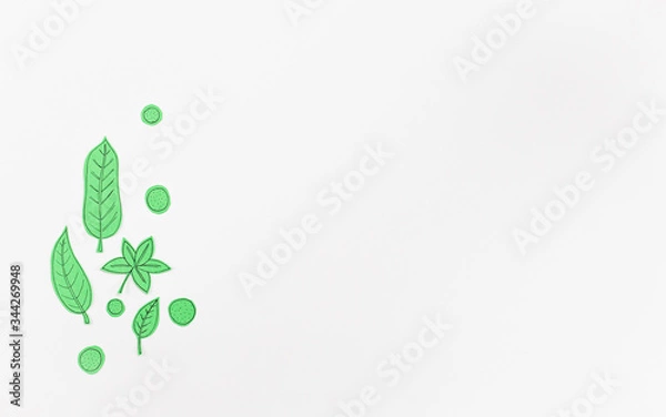 Obraz Leaf Set. Hand-drawn decorative elements, doodle floral elements. Black line ink hand drawn art. White background ready for copywriting. Perfect for invitations, greeting cards, posters, prints.