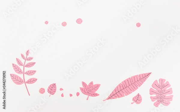 Obraz Leaf Set. Hand-drawn decorative elements, doodle floral elements. Black line ink hand drawn art. White background ready for copywriting. Perfect for invitations, greeting cards, posters, prints.