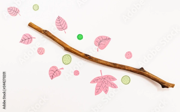 Obraz Leaf Set. Hand-drawn decorative elements, doodle floral elements. Black line ink hand drawn art. White background ready for copywriting. Perfect for invitations, greeting cards, posters, prints.