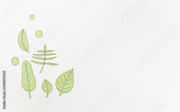 Obraz Leaf Set. Hand-drawn decorative elements, doodle floral elements. Black line ink hand drawn art. White background ready for copywriting. Perfect for invitations, greeting cards, posters, prints.