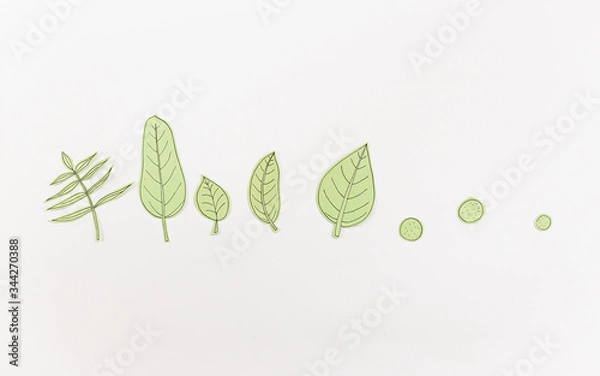 Obraz Leaf Set. Hand-drawn decorative elements, doodle floral elements. Black line ink hand drawn art. White background ready for copywriting. Perfect for invitations, greeting cards, posters, prints.