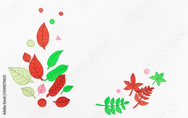 Obraz Leaf Set. Hand-drawn decorative elements, doodle floral elements. Black line ink hand drawn art. White background ready for copywriting. Perfect for invitations, greeting cards, posters, prints.