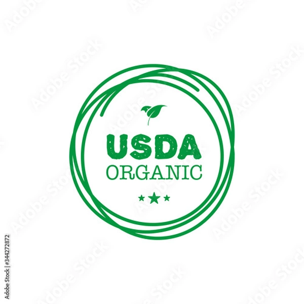 Fototapeta Vector green tags and badges with words and phrases on white background. USDA ORGANIC. Perfect for your business. Vector