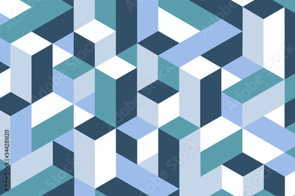 Fototapeta Abstract geometric background with colorful 3d cubes and bricks. Vector.