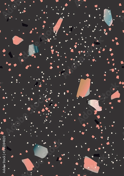 Fototapeta Terrazzo veneziano seamless pattern. Marble. Hand crafted and unique patterns repeating background. Granite textured shapes in vibrant colors