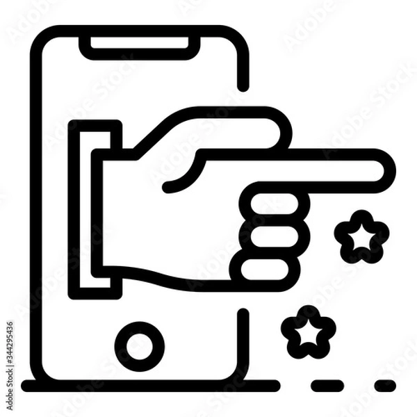 Fototapeta Show finger smartphone icon. Outline show finger smartphone vector icon for web design isolated on white background