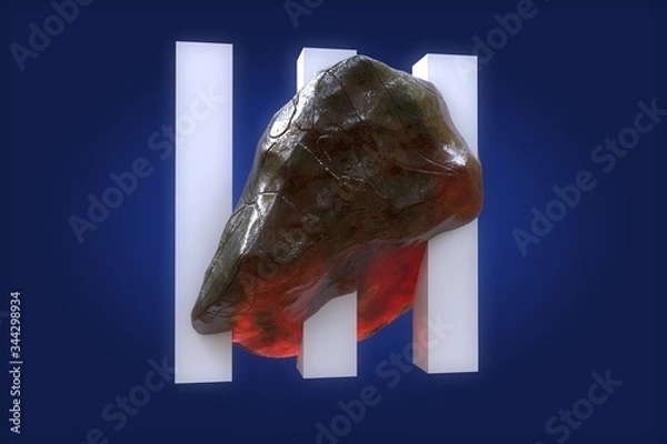 Obraz 3d rendered red stone on blue background