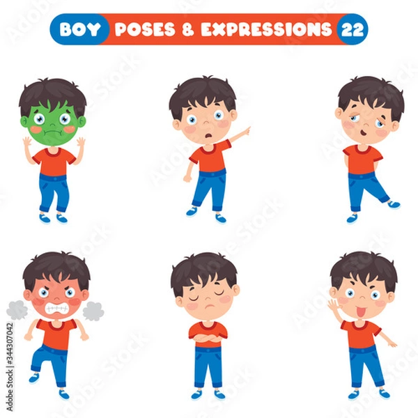 Fototapeta Poses And Expressions Of A Funny Boy