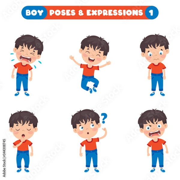 Fototapeta Poses And Expressions Of A Funny Boy