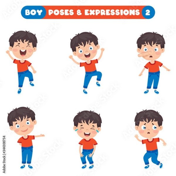 Fototapeta Poses And Expressions Of A Funny Boy
