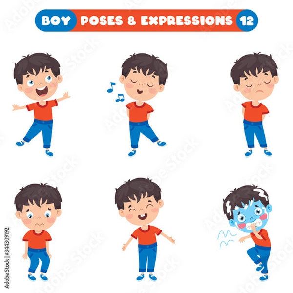 Fototapeta Poses And Expressions Of A Funny Boy
