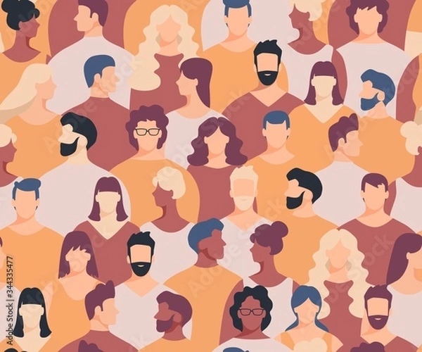 Fototapeta crowd seamless pattern