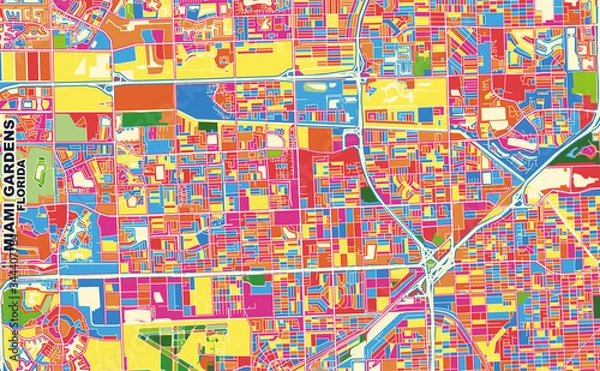 Fototapeta Miami Gardens, Florida, USA, colorful vector map