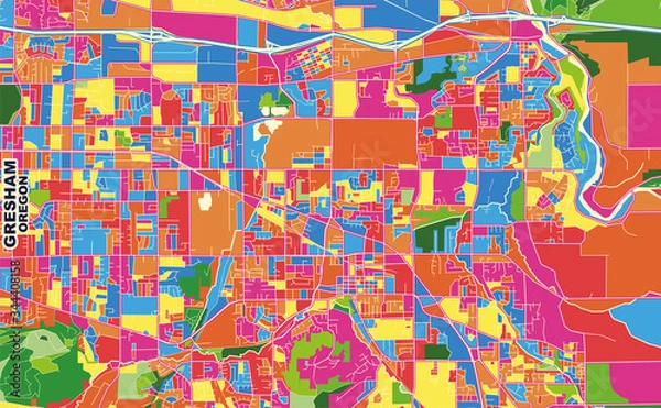 Fototapeta Gresham, Oregon, USA, colorful vector map
