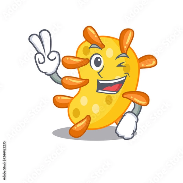 Fototapeta Happy vibrio cartoon design concept with two fingers