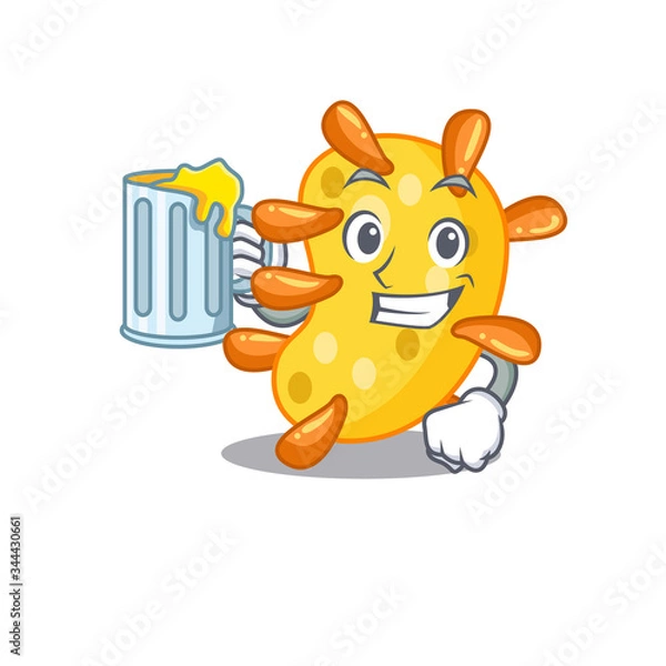 Fototapeta A cartoon concept of vibrio rise up a glass of beer