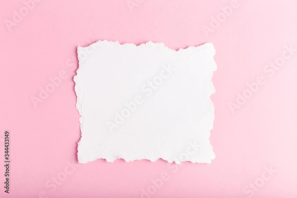 Fototapeta white blank with ragged edges on a pink background
